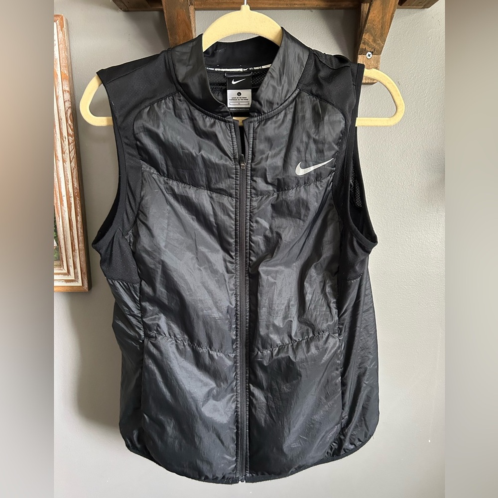 Nike Women's Black Vest with White Logo